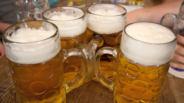 Four steins of Oktoberfest lager