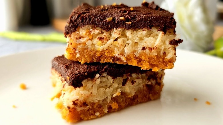 Dream bars on plate