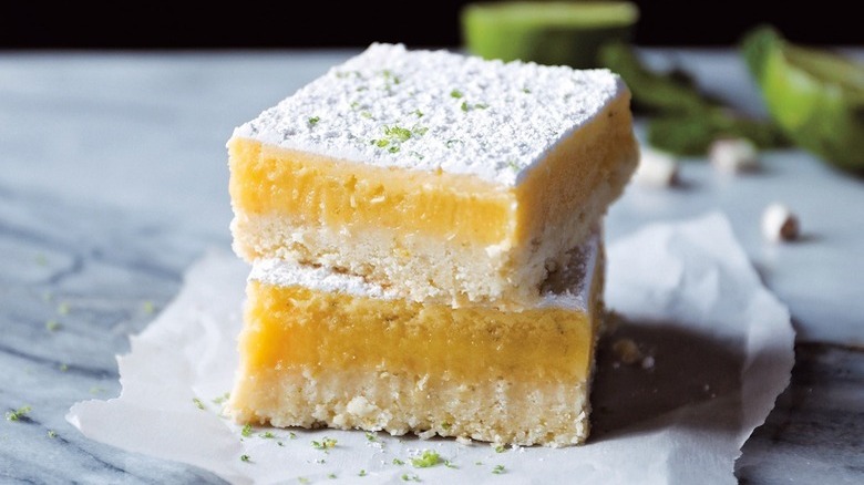 Thai lemongrass lime bars on table