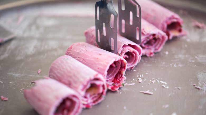 Rolled ice cream on stone