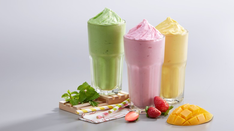 Smoothie types on white background