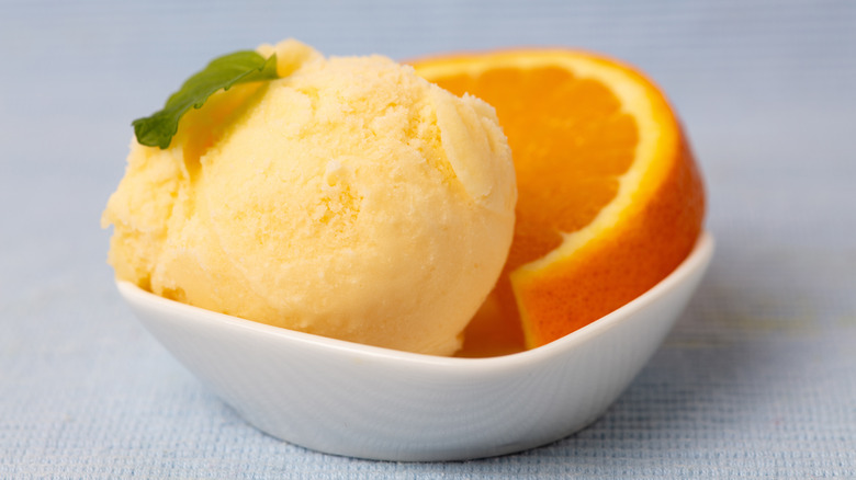 Soft sorbet with orange