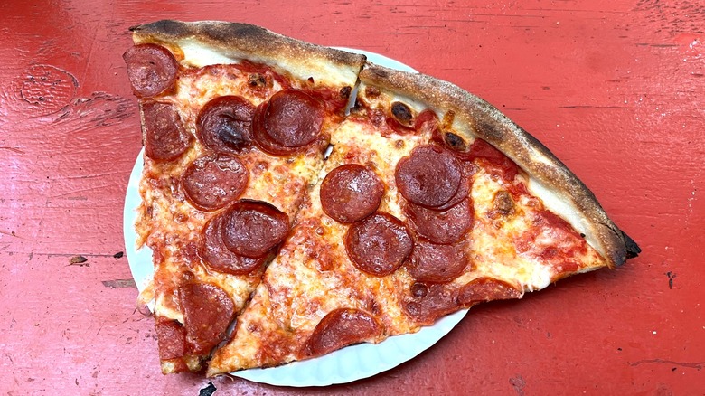 New York City style pizza with pepperoni