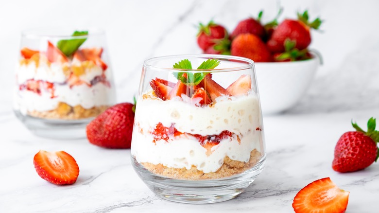 Layered berries and cream dessert