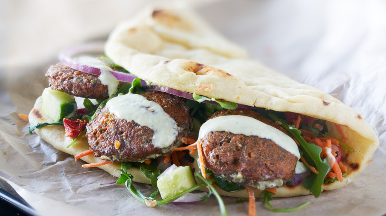 Falafel wrap in pita bread