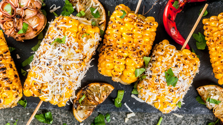 Grilled corn on the cob