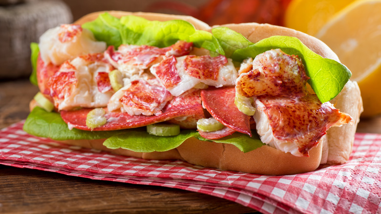 Lobster roll with lettuce