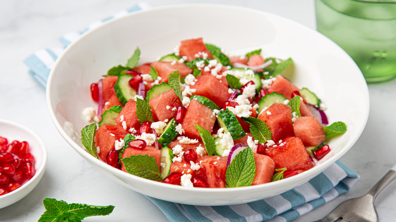 Watermelon feta mint salad