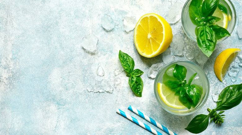 basil lemonades with garnishes