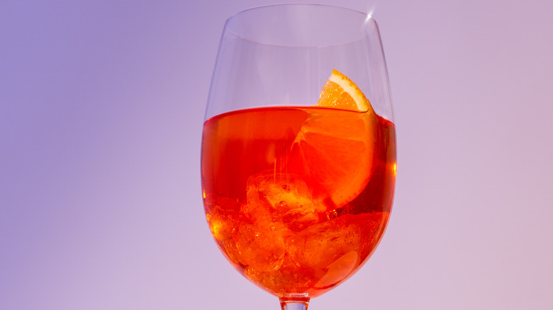 Campari Spritz on purple background