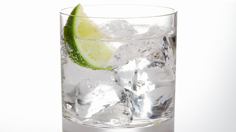 gin and soda in tumbler