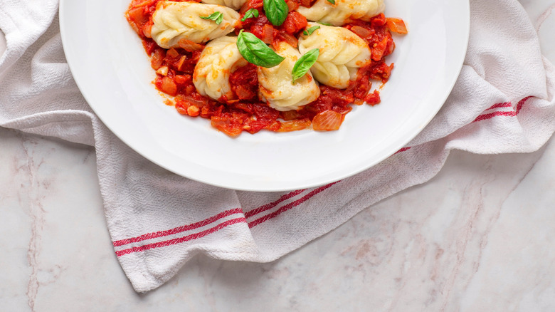 sardinian dumpling pasta in tomato sauce