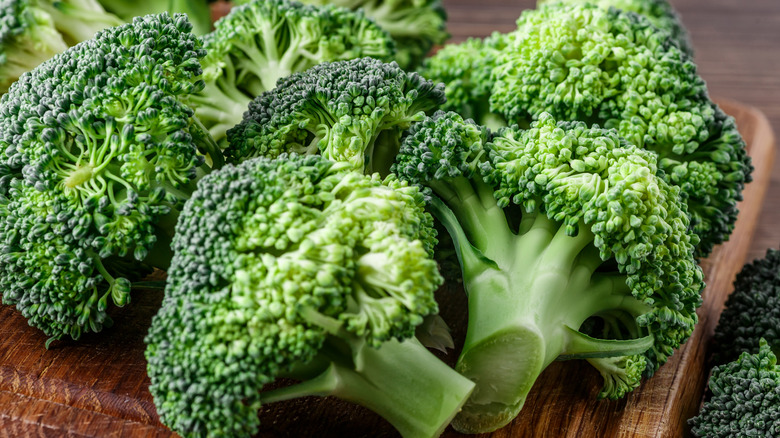 Broccoli on wood background