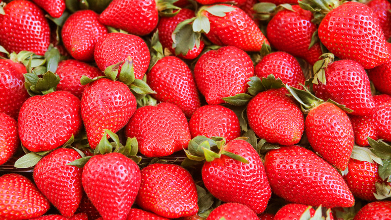 Many strawberries in pile