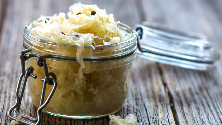 Sauerkraut in glass jar