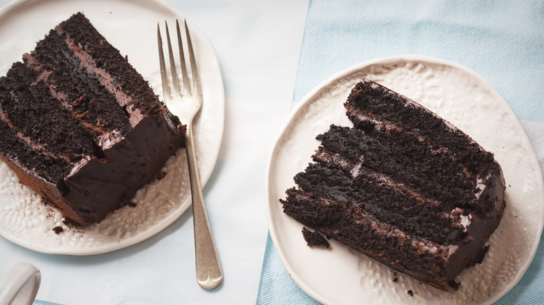 Cola chocolate cake on plate