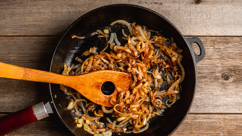 Pan of caramelized onions 