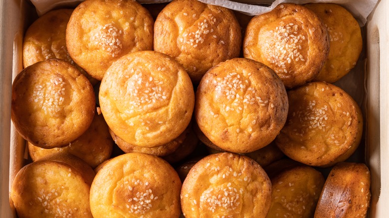 Basket of cornbread muffins 