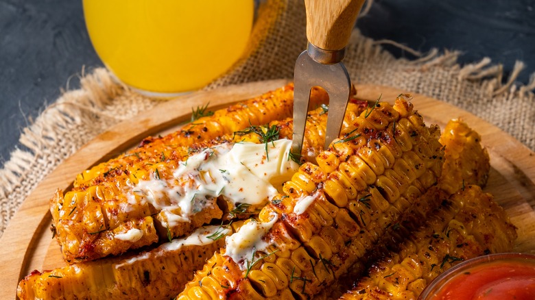 Roasted corn on the cob