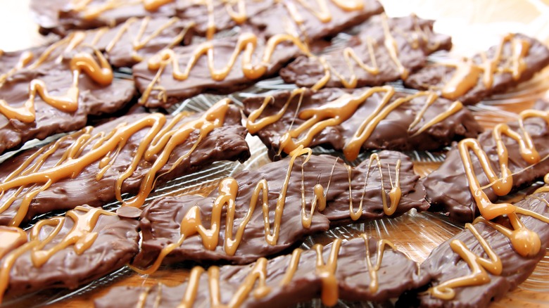 Chocolate covered bacon with caramel