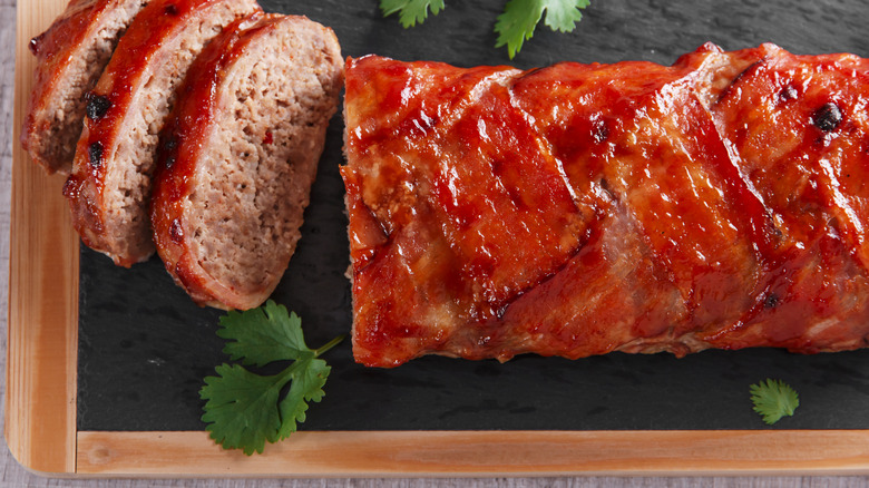 Baked bacon wrapped meatloaf