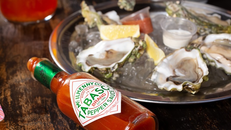 Tabasco and half-shell oysters