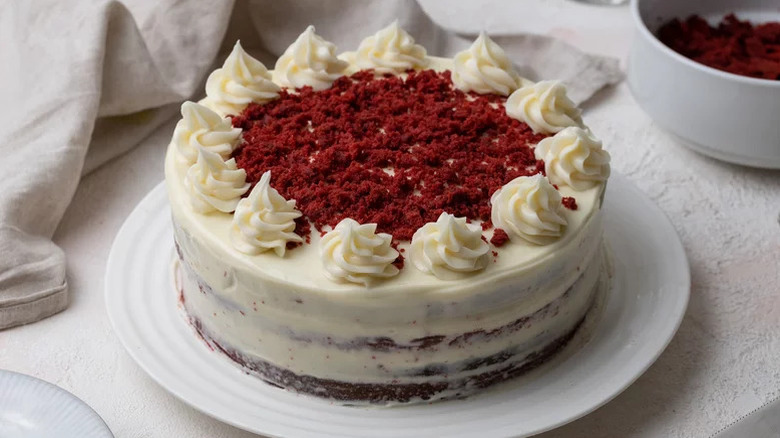 Red velvet cake on a plate