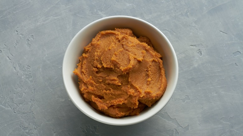 Red miso paste in bowl