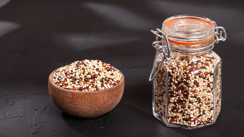 Quinoa in jar and bowl