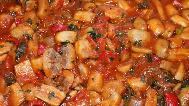 Georgian mushroom stew closeup