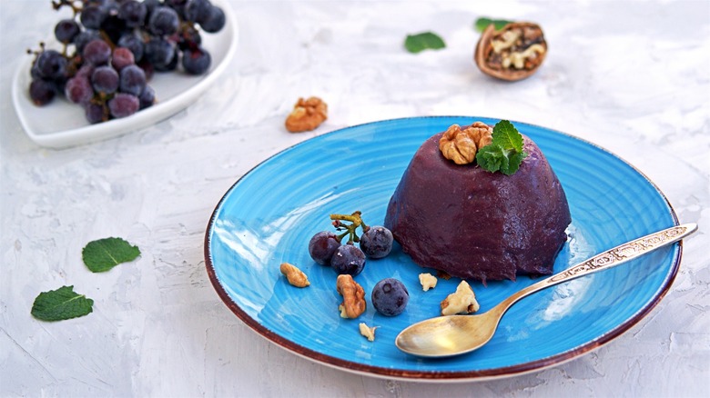 Plate of Georgian grape pudding