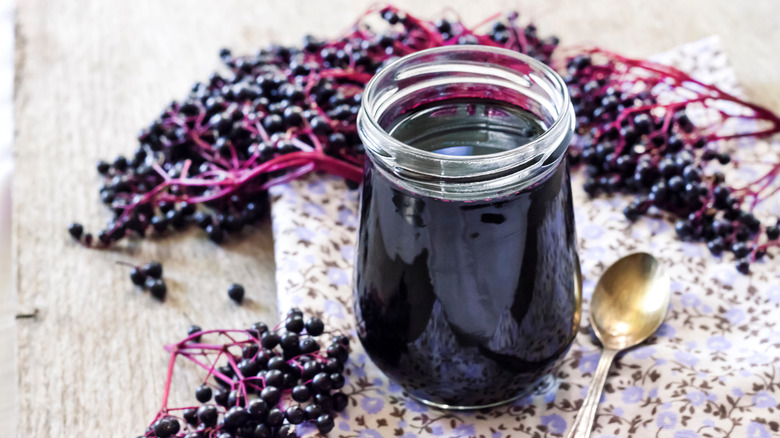 Jar of elderberry syrup