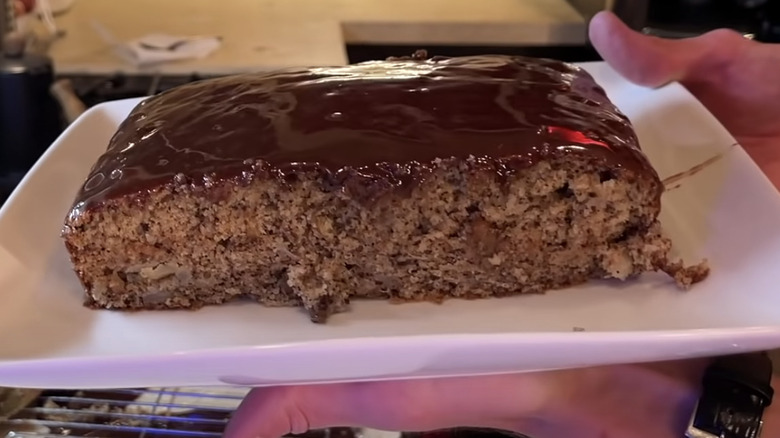 Chocolate potato cake on plate