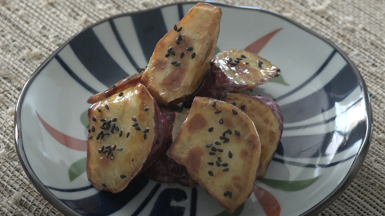 Japanese sweet potatoes on plate