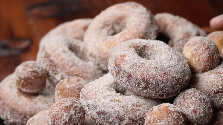 Aerial shot of potato donuts