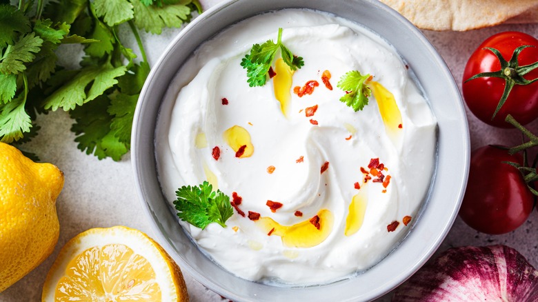 whipped ricotta in a bowl