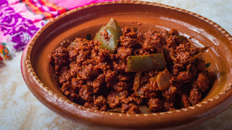 Soy chorizo in a bowl