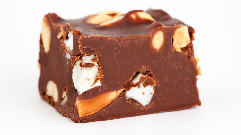 Cube of Rocky Road fudge