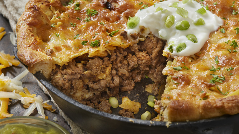 Taco pie in pie dish