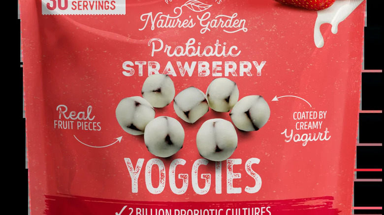 Close-up of a package of Nature's Garden Strawberry Yoggies