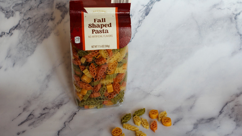 Fall shaped pasta with bag