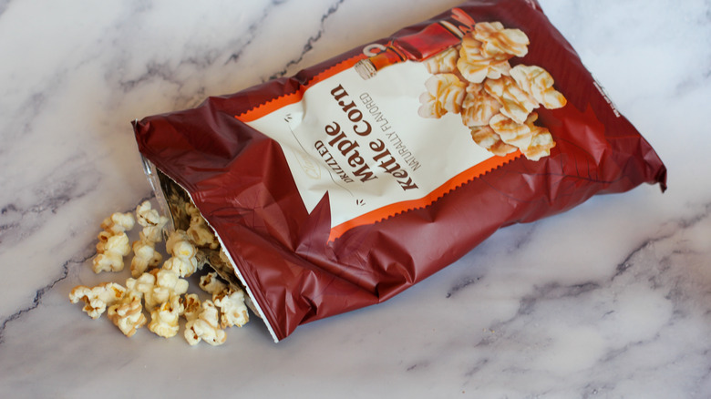 Maple kettle corn in a bag