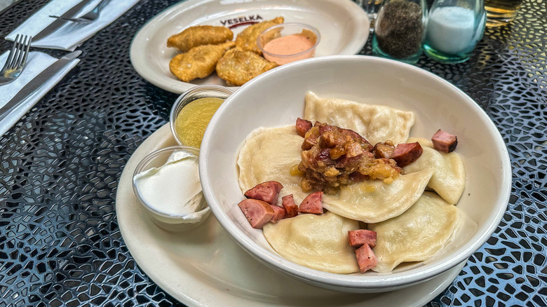 Veselka boiled and fried pierogies