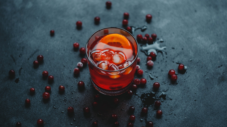 Cranberry cocktail with cranberries