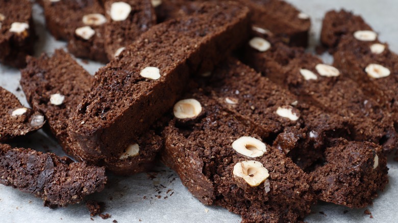 Chocolate biscotti with hazelnuts