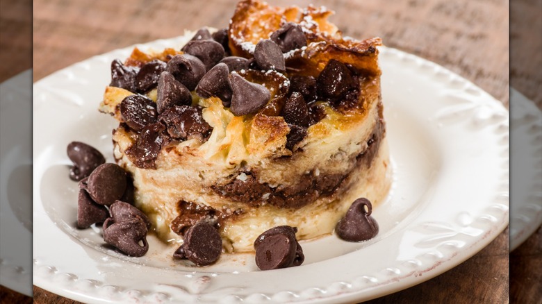 Chocolate chip bread pudding