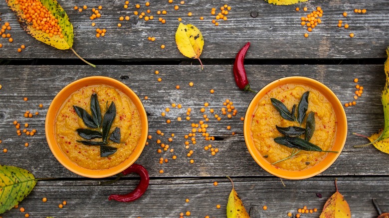 Pumpkin soup with fried sage