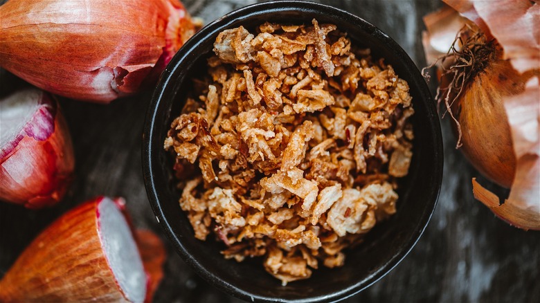 Bowl of fried onions