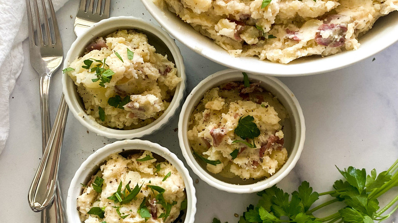 mashed potatoes in bowls