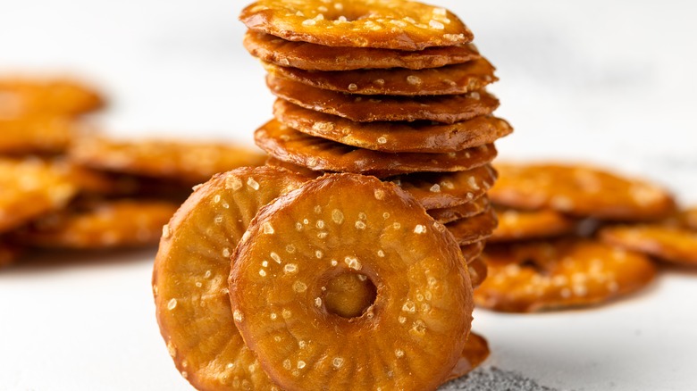 Stack of pretzel thins